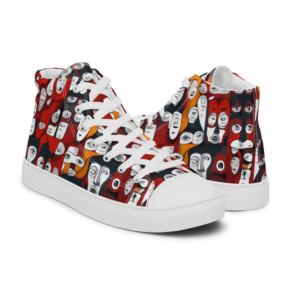Crimson Visions on Men's High Top Canvas Shoes — Right