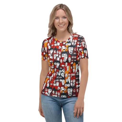 Crimson Visions on a Women's Crew Neck T-Shirt
