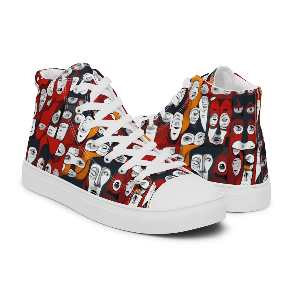 Crimson Visions on Women's High Top Canvas Shoes — Right