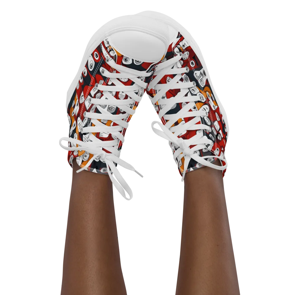 Crimson Visions on Women's High Top Canvas Shoes — Front