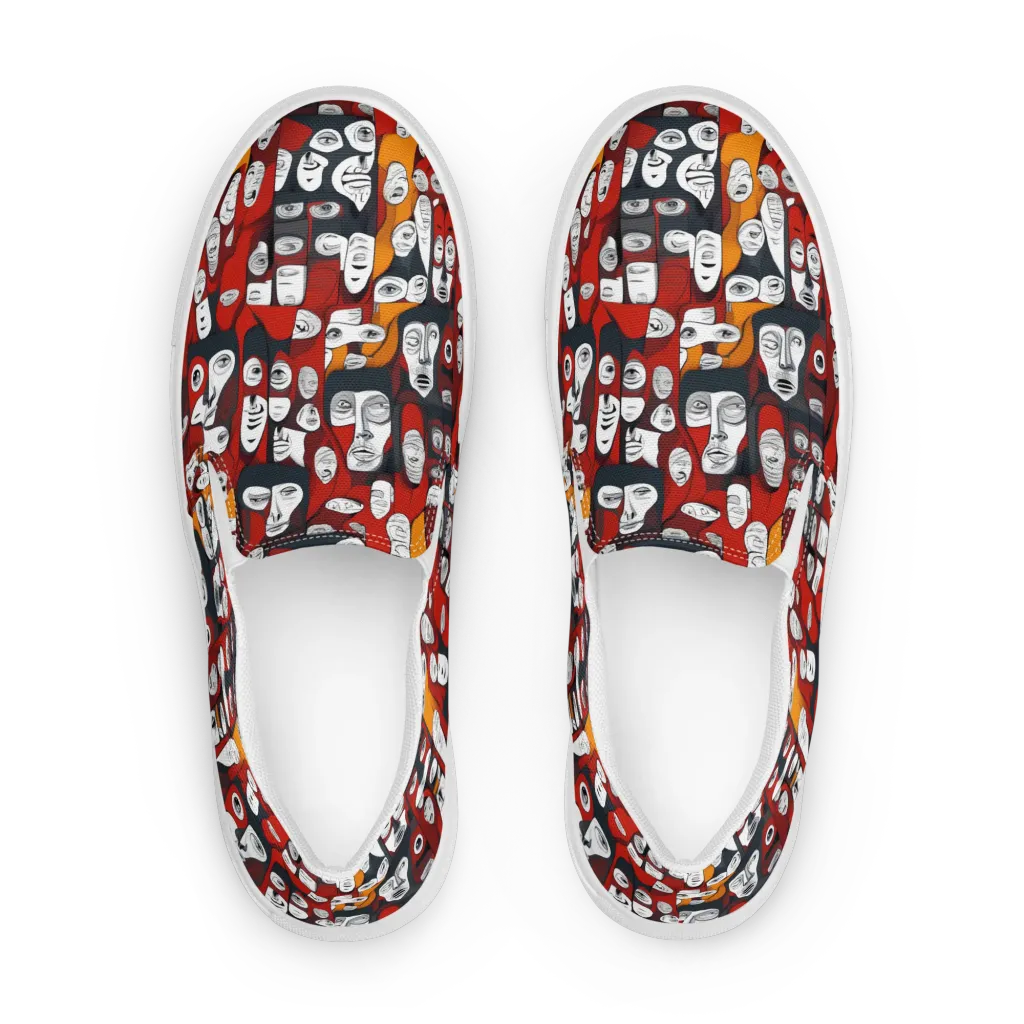 Crimson Visions on Men's Slip-On Canvas Shoes — Front