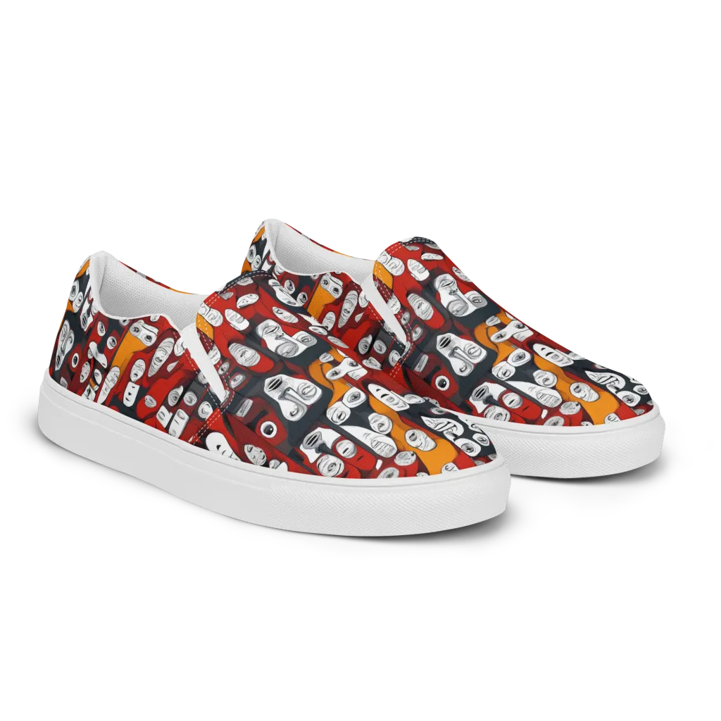 Crimson Visions on Men's Slip-On Canvas Shoes — Right Front