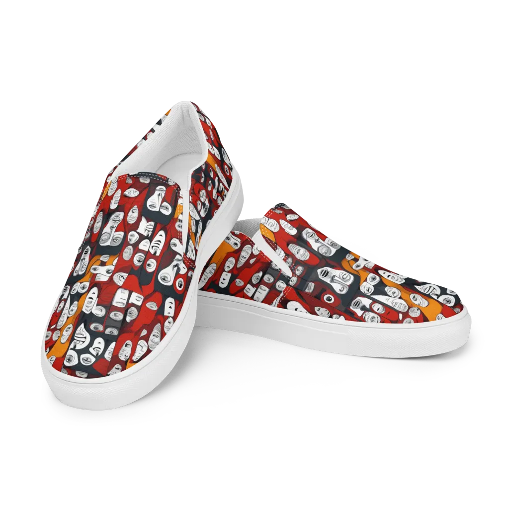 Crimson Visions on Men's Slip-On Canvas Shoes — Left Front