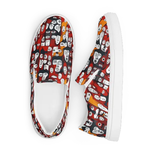 Crimson Visions on a Men's Slip-On Canvas Shoes