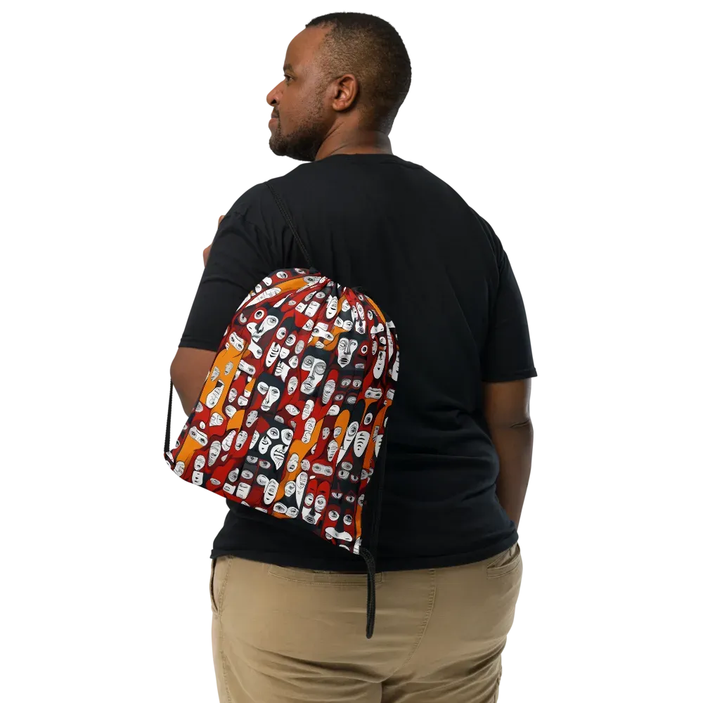 Crimson Visions on Drawstring Bag — Front
