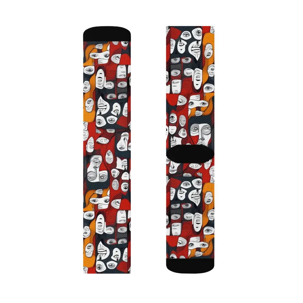 Crimson Visions on Socks — Right Sock