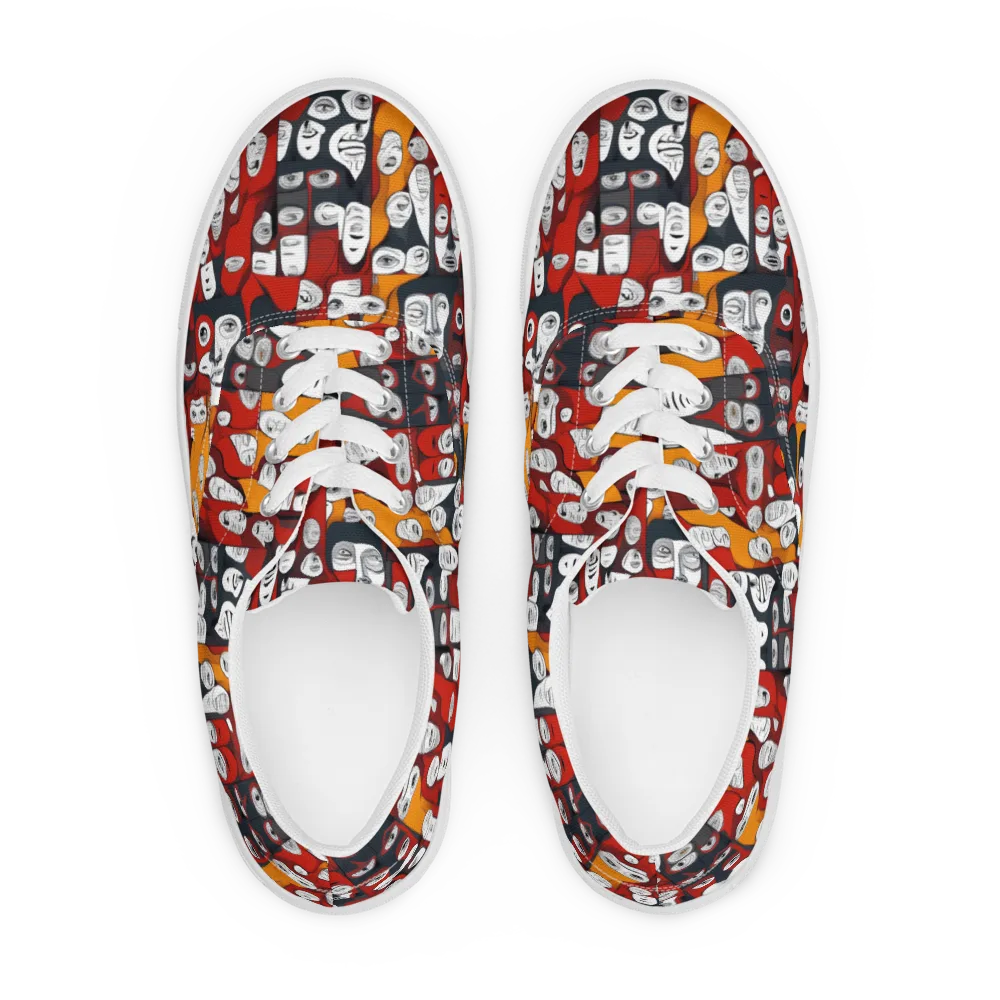 Crimson Visions on Men's Lace-Up Canvas Shoes — Front