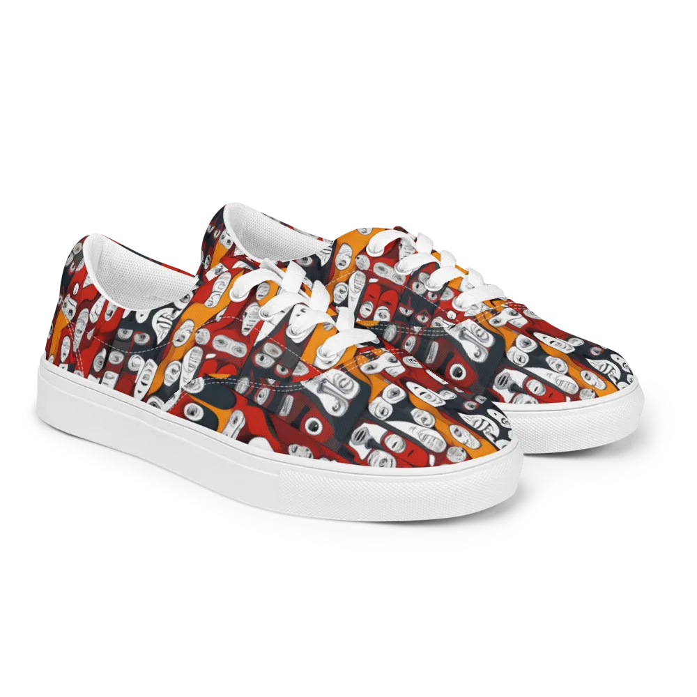 Crimson Visions on Men's Lace-Up Canvas Shoes — Right Front