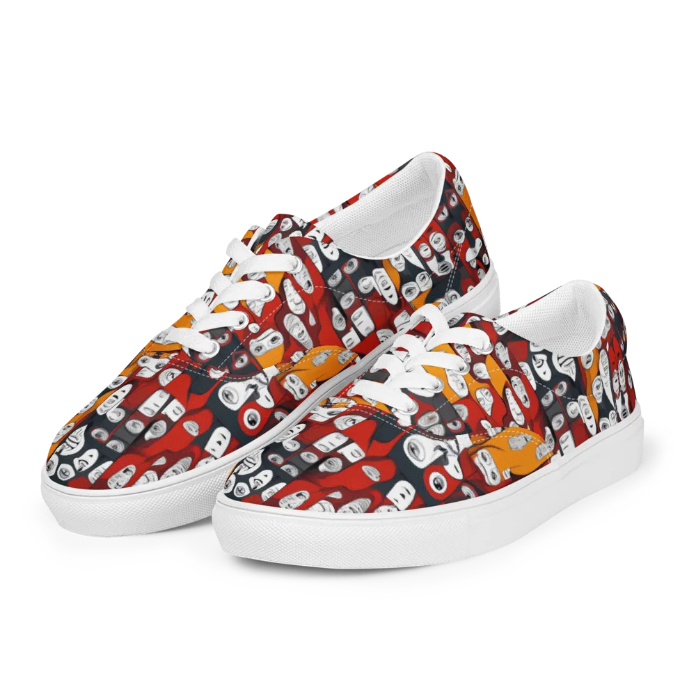 Crimson Visions on Men's Lace-Up Canvas Shoes — Left Front