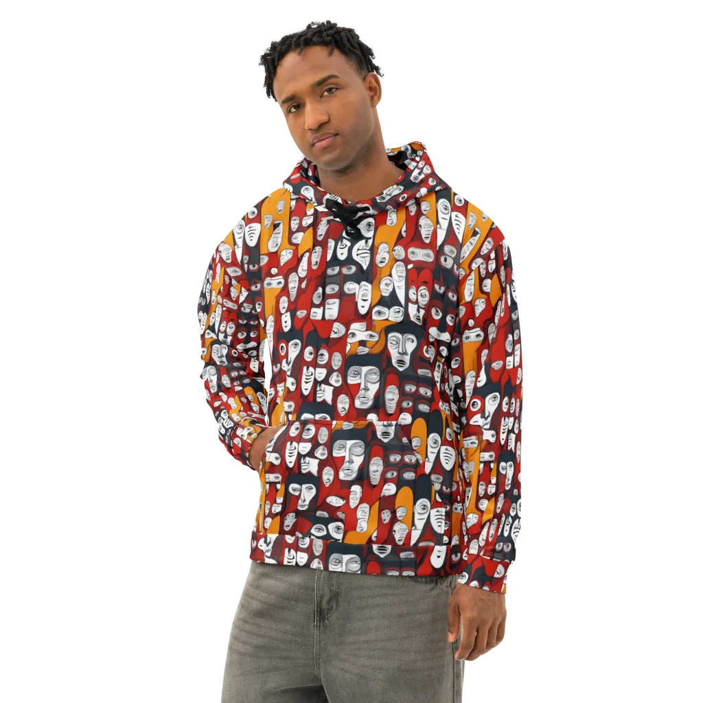 Crimson Visions on Cotton Hoodie — Left Front