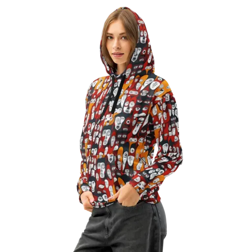 Crimson Visions on a Cotton Hoodie