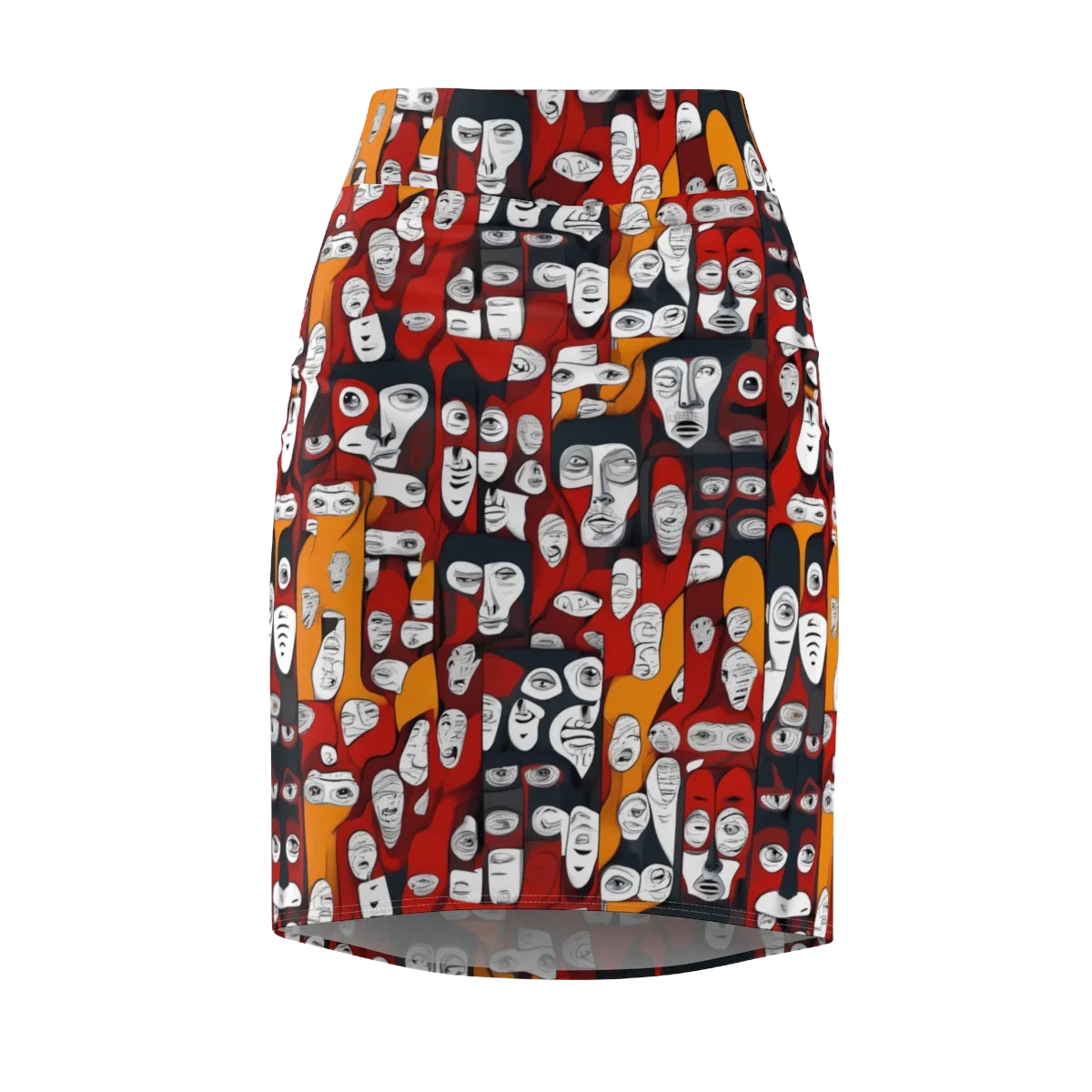 Crimson Visions on Pencil Skirt — Front