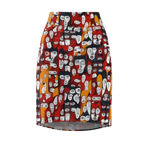 Crimson Visions on a Pencil Skirt