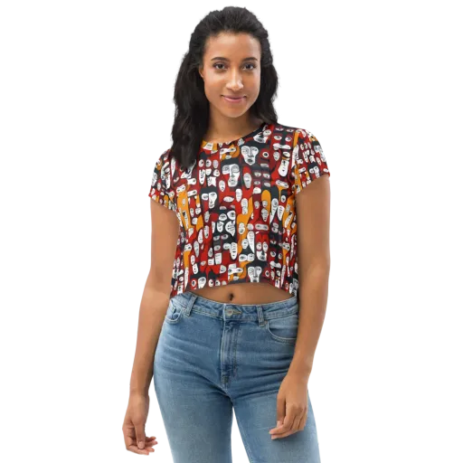 Crimson Visions on a Crop Tee