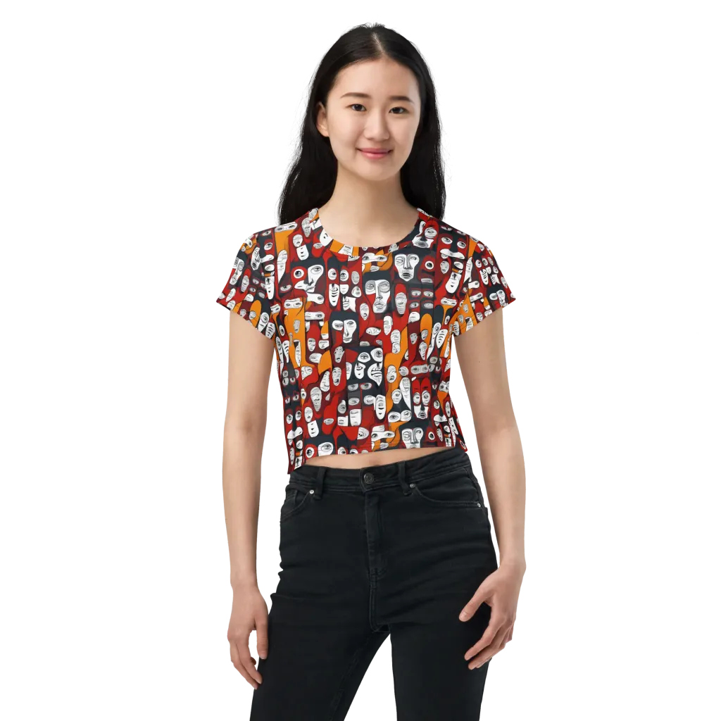 Crimson Visions on Crop Tee — Front