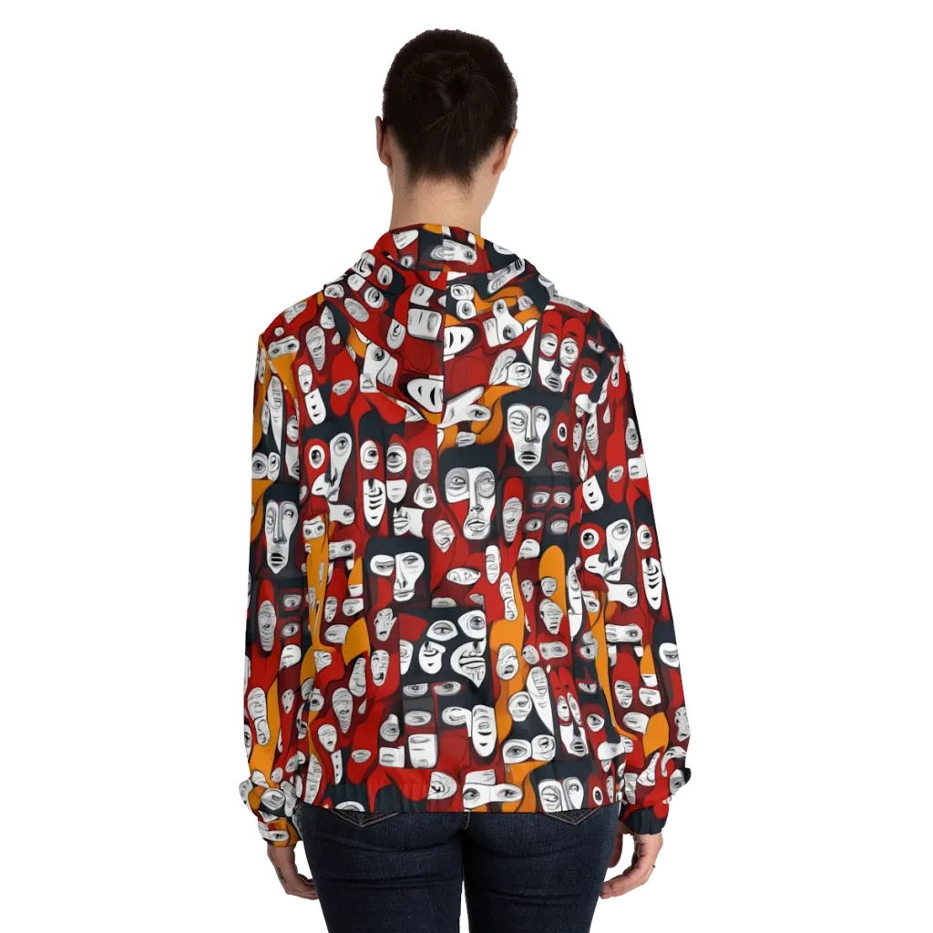Crimson Visions on Women's Full-Zip Hoodie — Back On Person