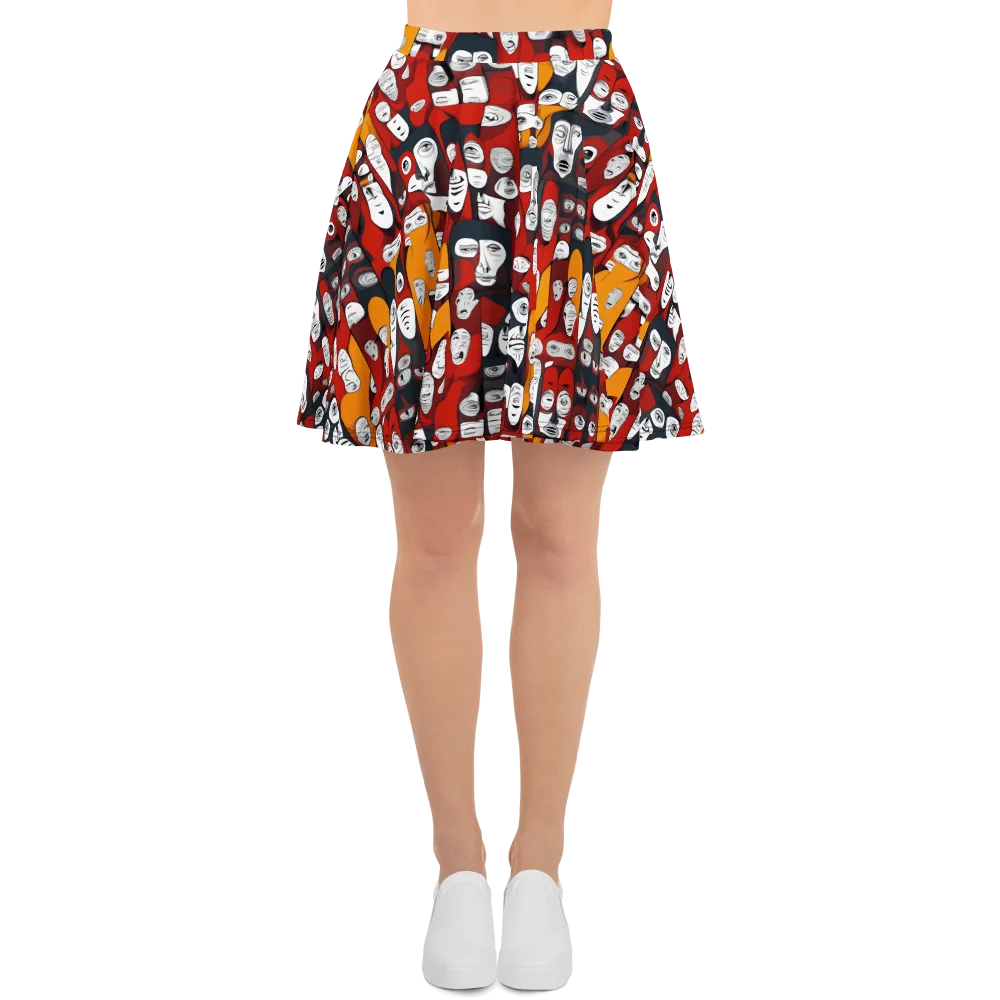 Crimson Visions on Skater Skirt — Front