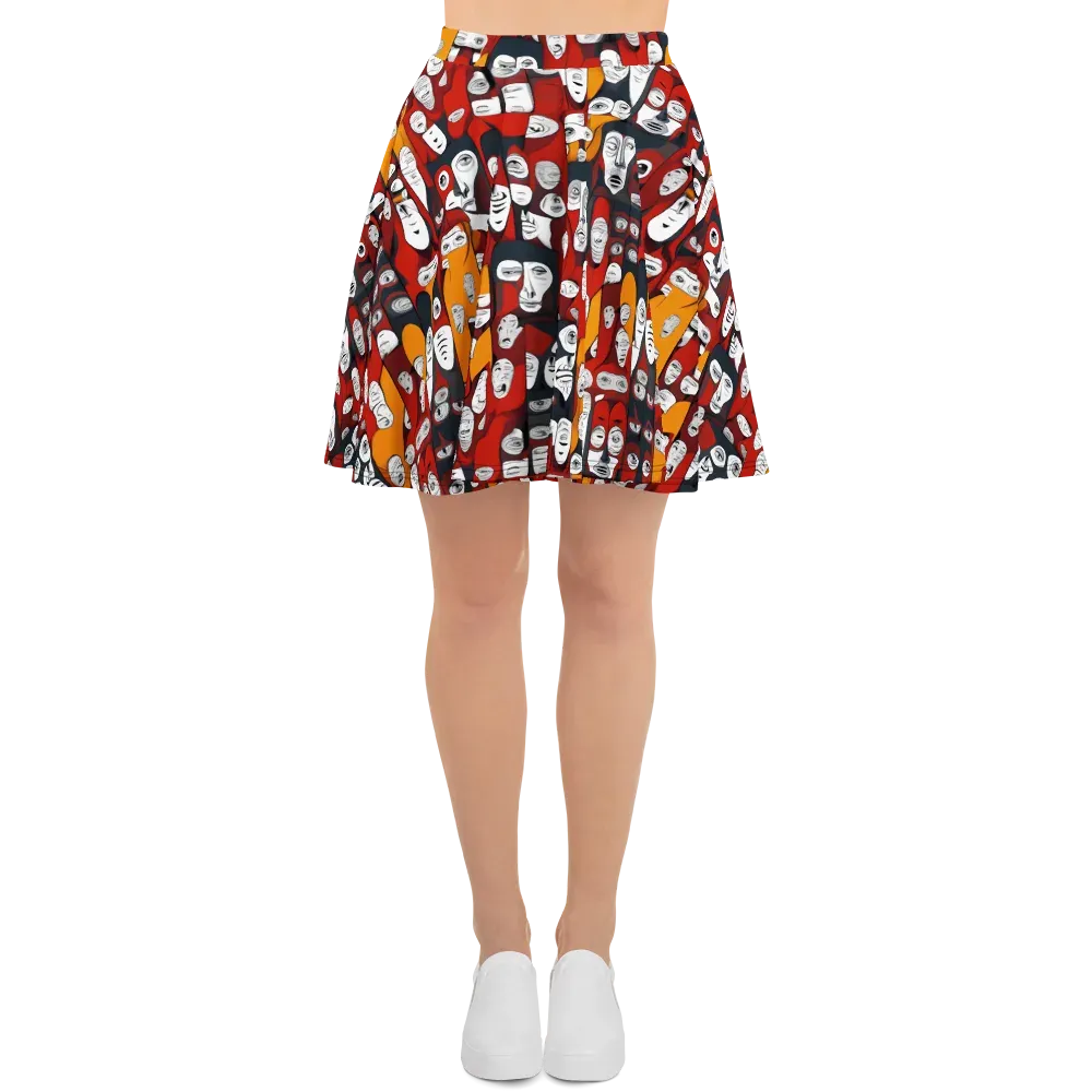 Crimson Visions on Skater Skirt — Front