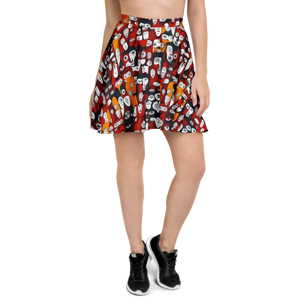 Crimson Visions on Skater Skirt — Front