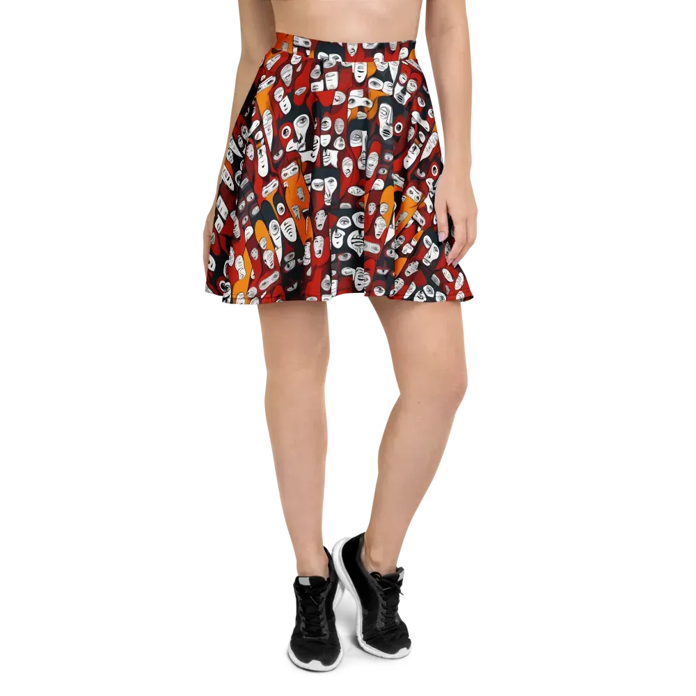 Crimson Visions on Skater Skirt — Front