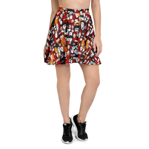Crimson Visions on a Skater Skirt