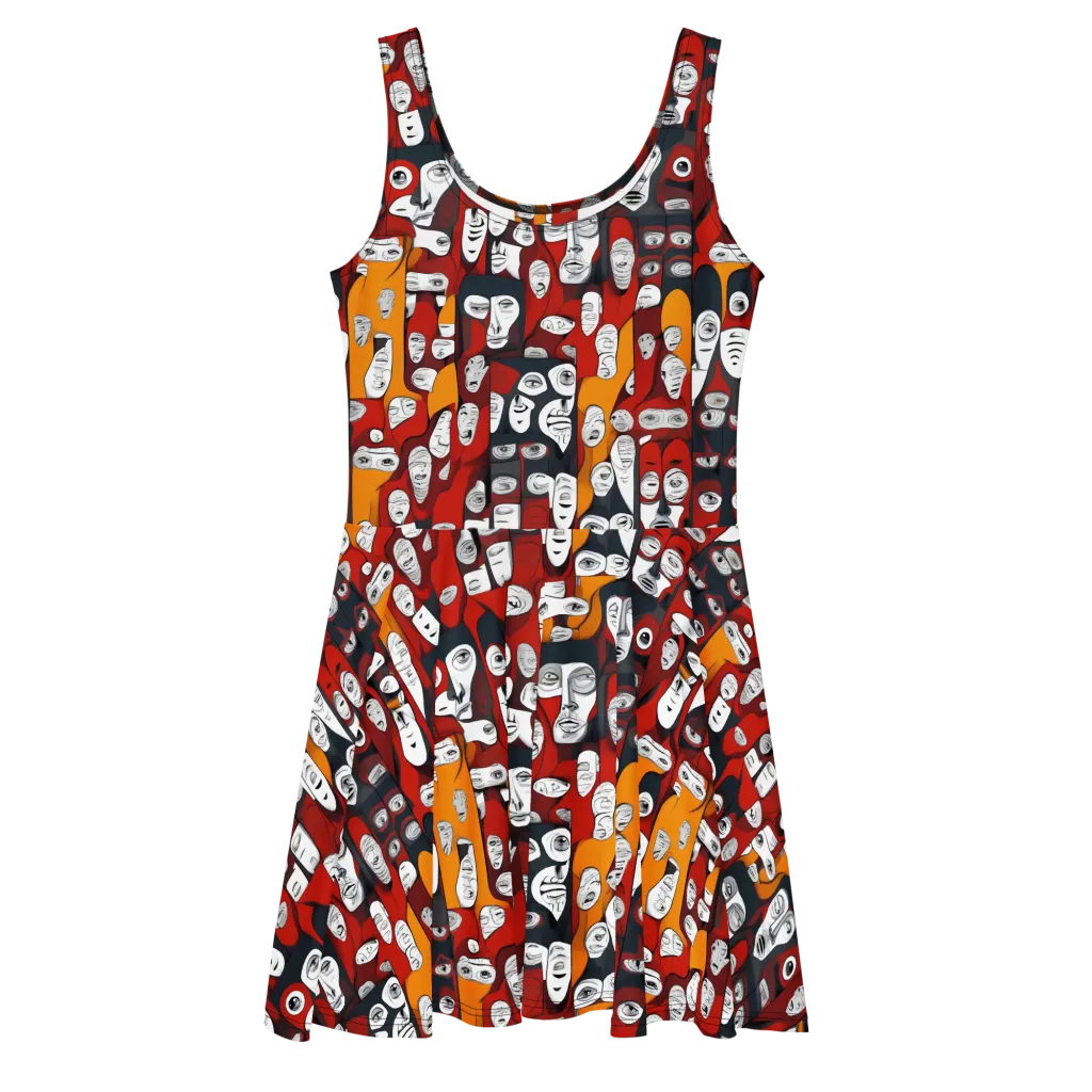 Crimson Visions on Skater Dress — Front