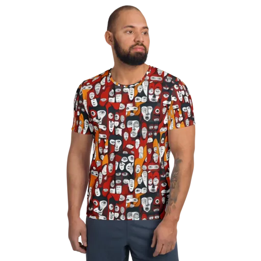 Crimson Visions on a Men's Athletic T-Shirt