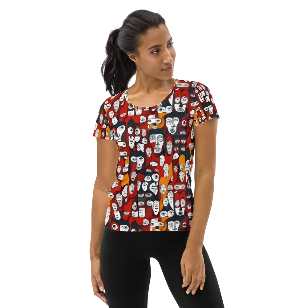 Crimson Visions on Women's Athletic T-Shirt — Front