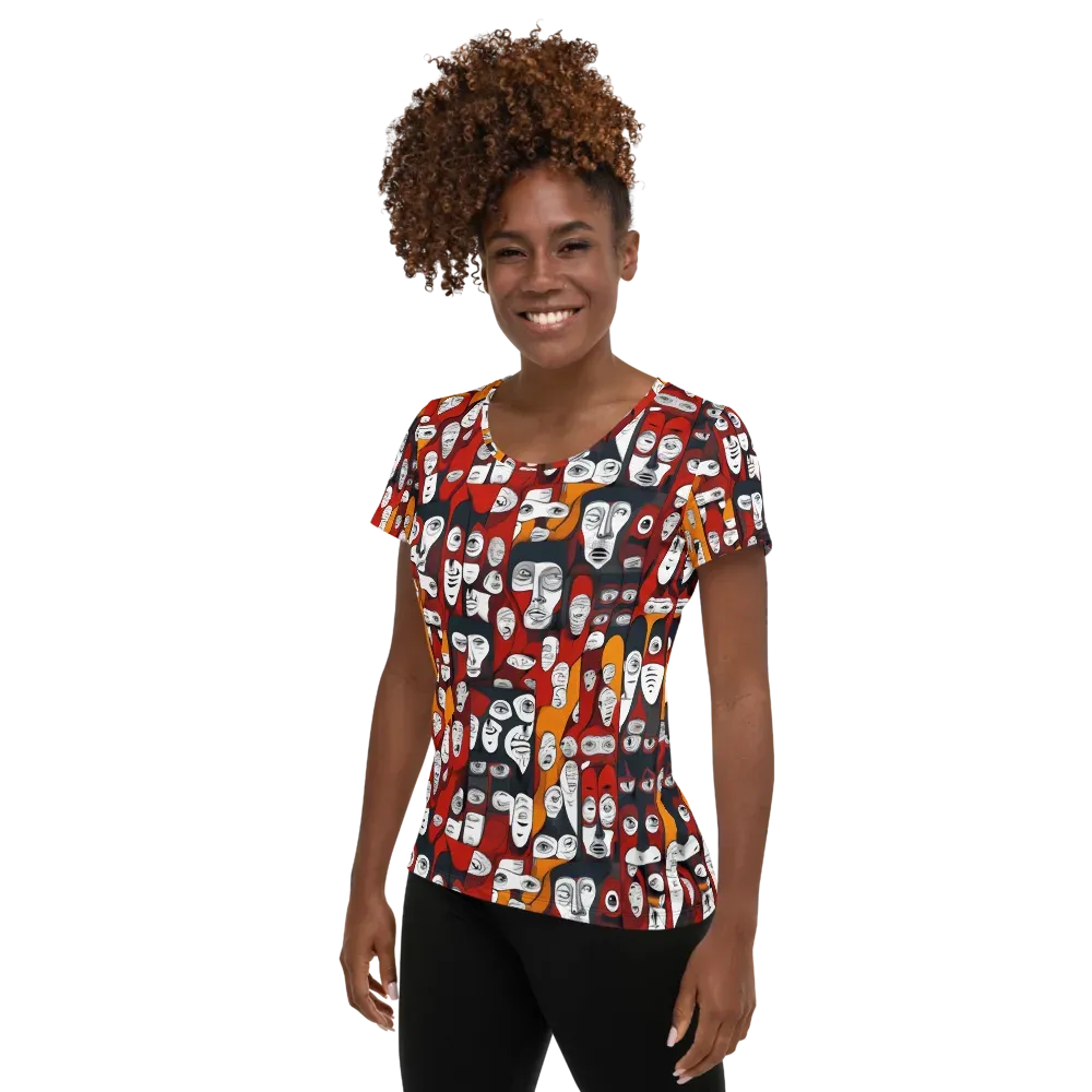 Crimson Visions on Women's Athletic T-Shirt — Left