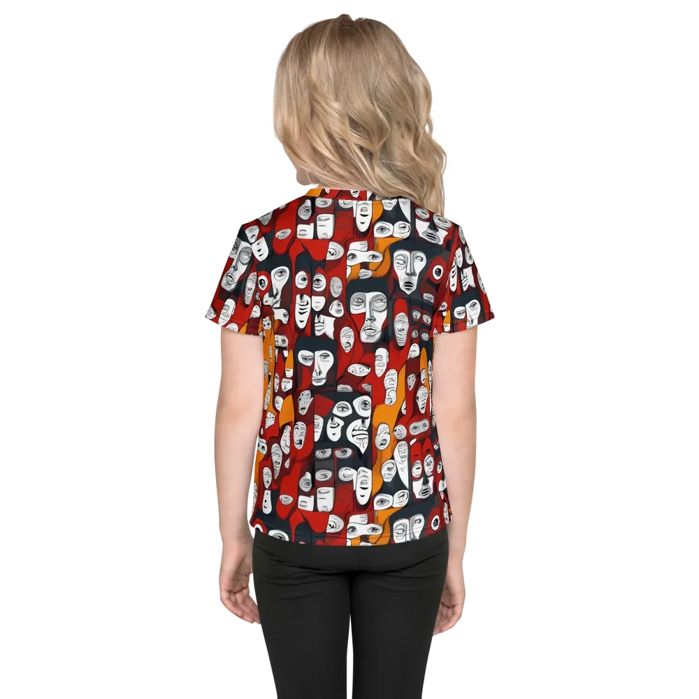 Crimson Visions on Kids Crew Neck T-Shirt — Back