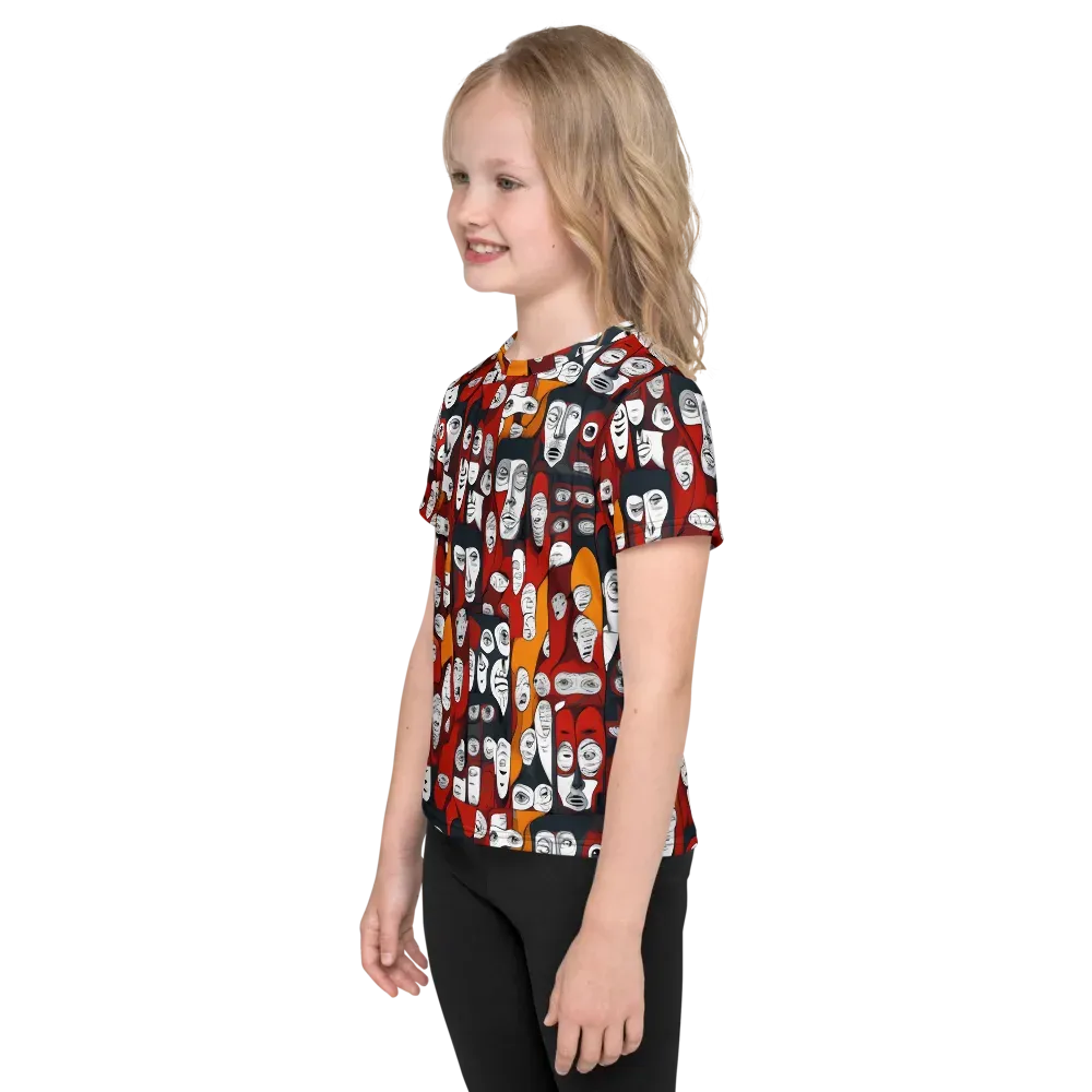 Crimson Visions on Kids Crew Neck T-Shirt — Left