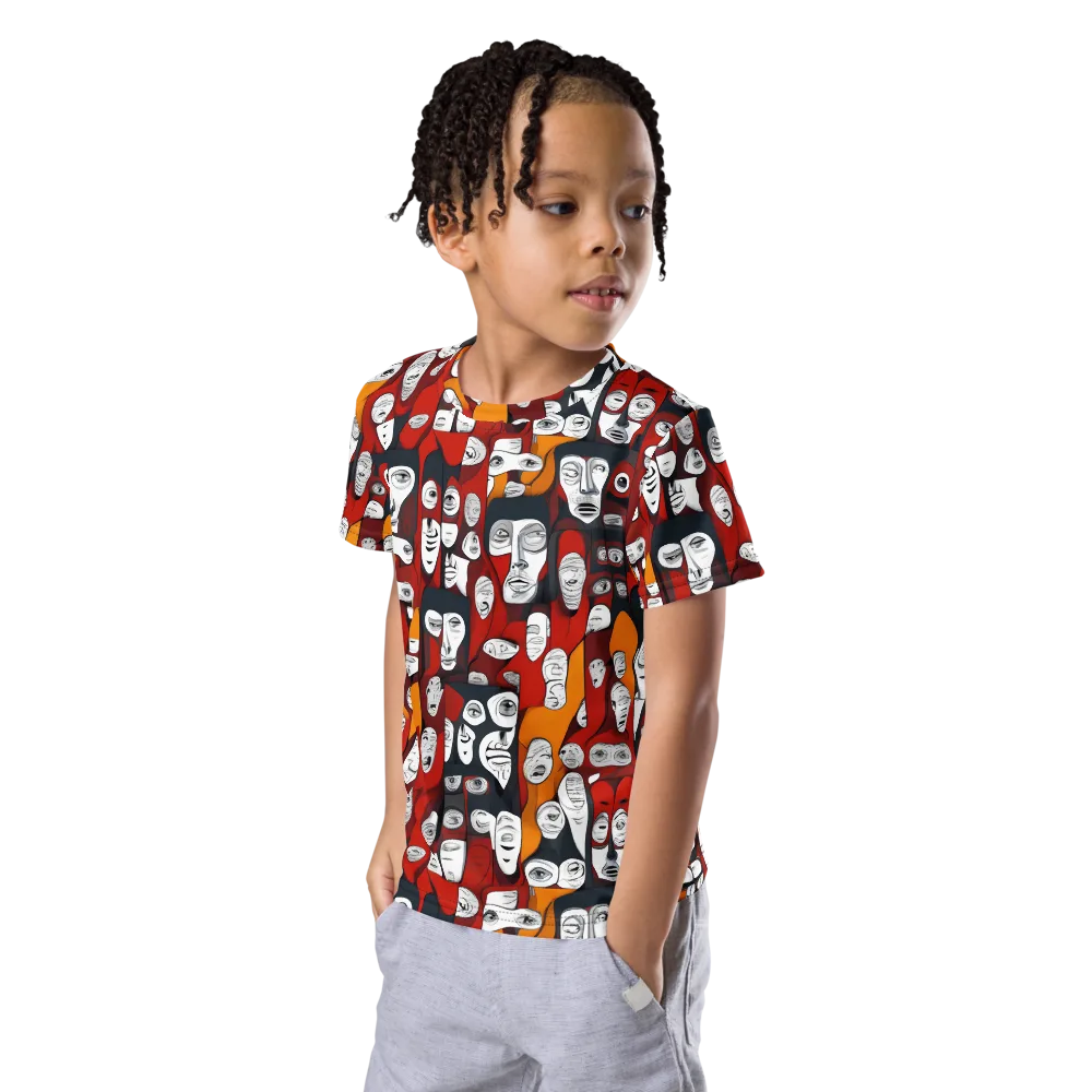 Crimson Visions on Kids Crew Neck T-Shirt — Left Front