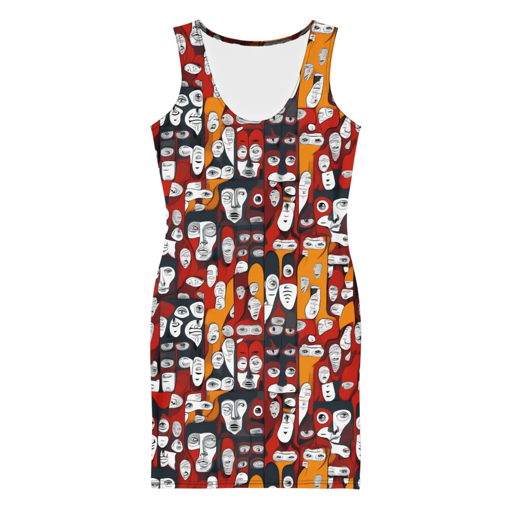 Crimson Visions on Bodycon Dress — Front