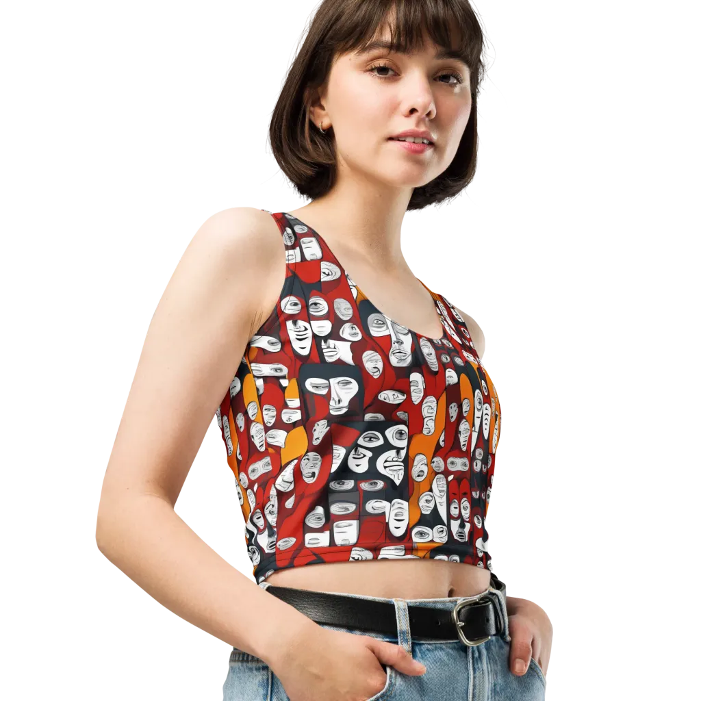 Crimson Visions on Crop Top — Right Front