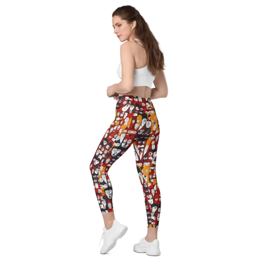 Crimson Visions on a Leggings with Pockets