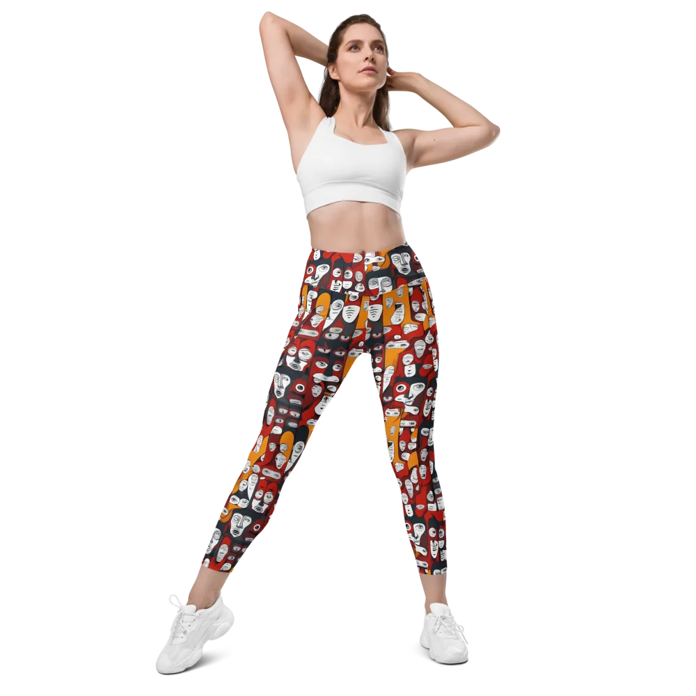 Crimson Visions on Leggings with Pockets — Front