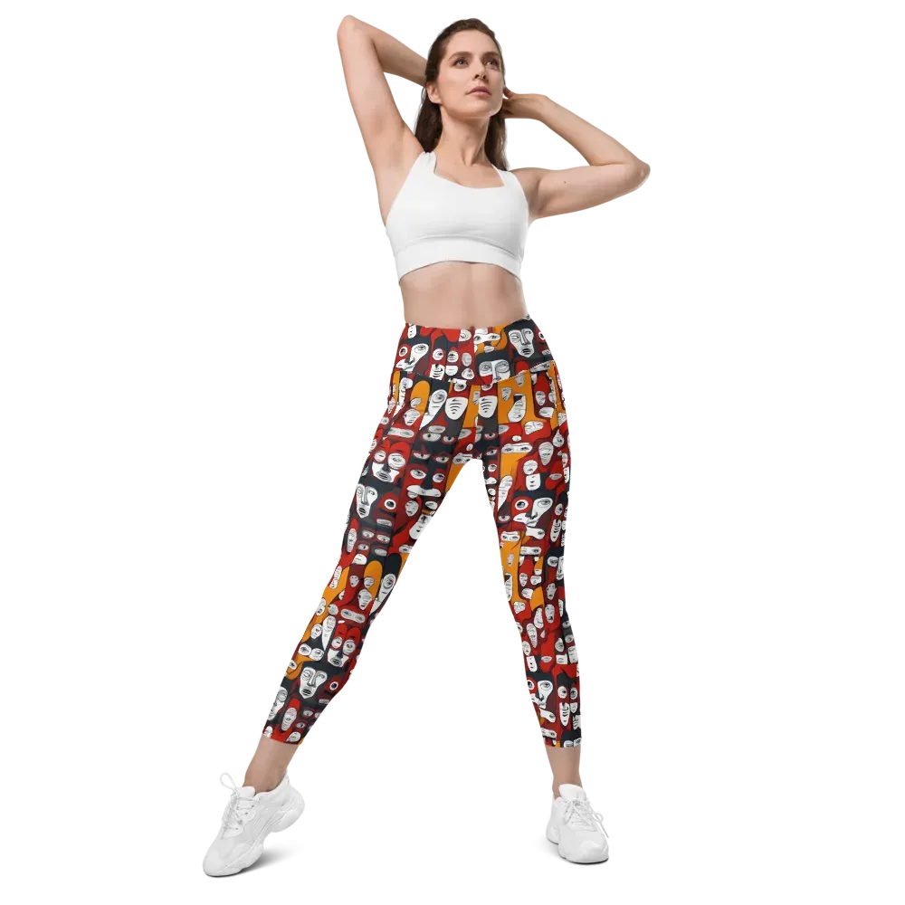 Crimson Visions on Leggings with Pockets — Front