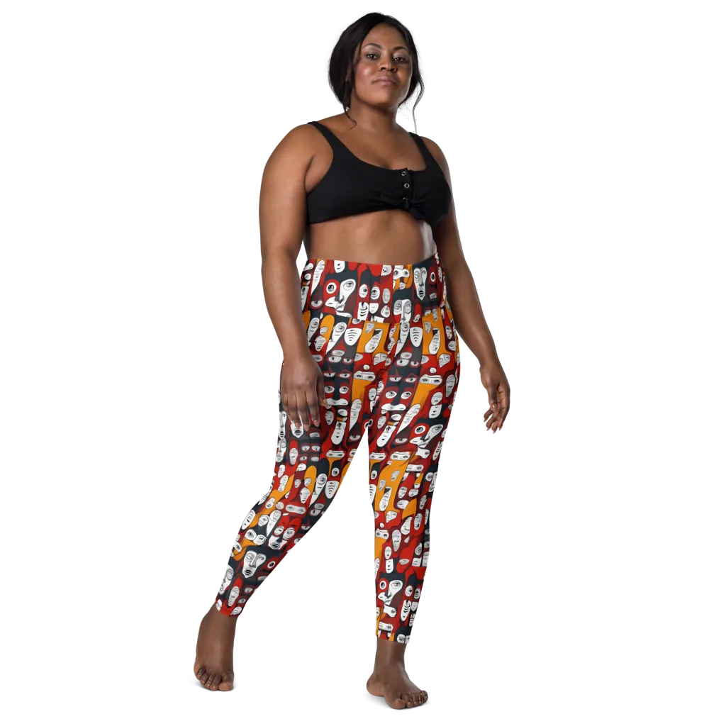 Crimson Visions on Leggings with Pockets — Front