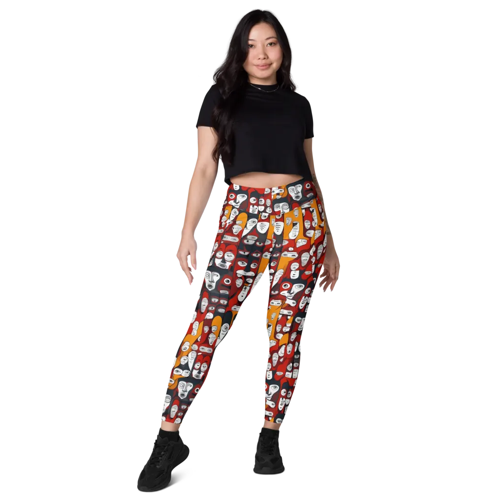 Crimson Visions on Leggings with Pockets — Front