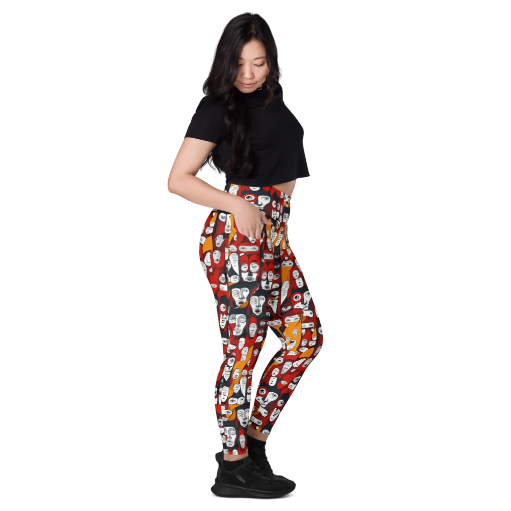Crimson Visions on Leggings with Pockets — Right