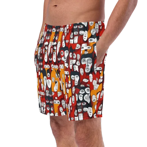 Crimson Visions on a Swim Trunks