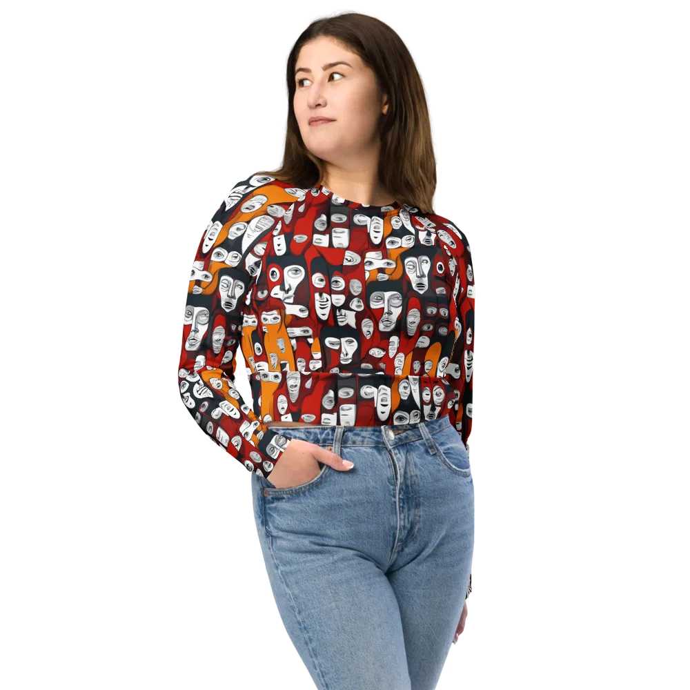 Crimson Visions on Long Sleeve Crop Top — Front