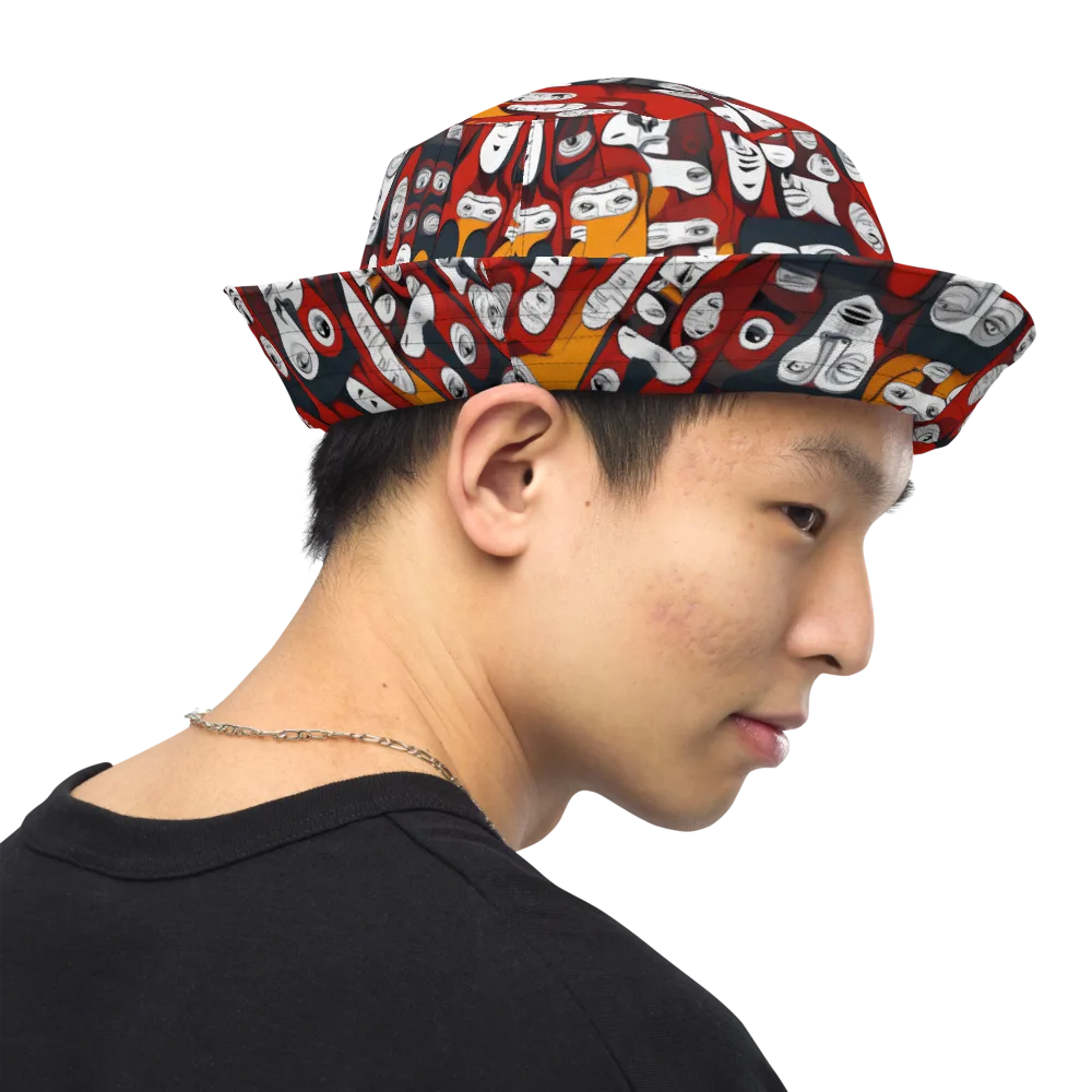 Crimson Visions on Reversible Bucket Hat — Right Outside