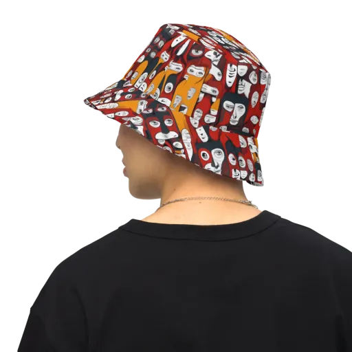 Crimson Visions on a Reversible Bucket Hat