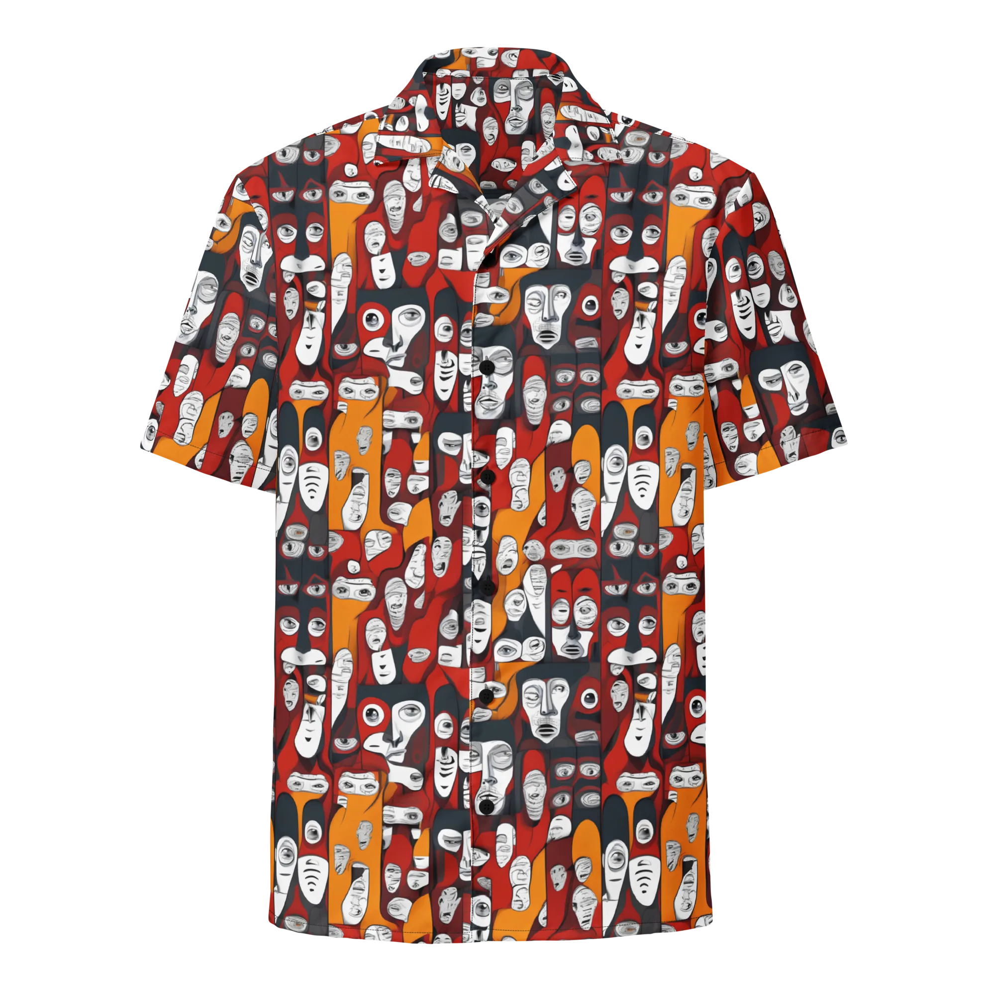 Crimson Visions on Button Shirt — Front
