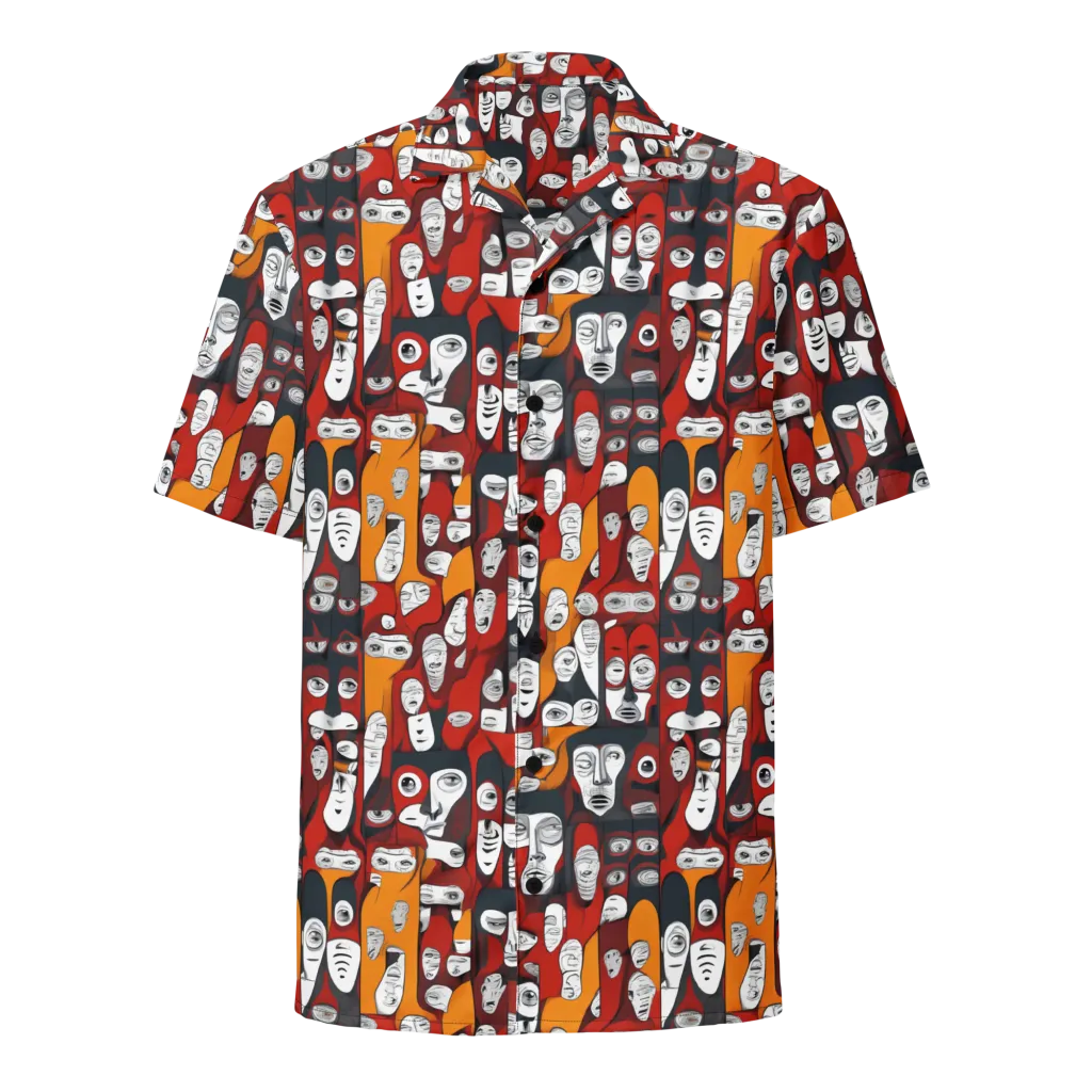Crimson Visions on Button Shirt — Front