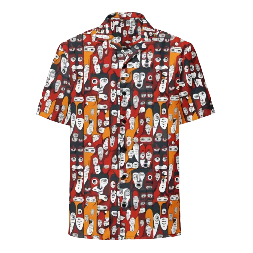 Crimson Visions on a Button Shirt