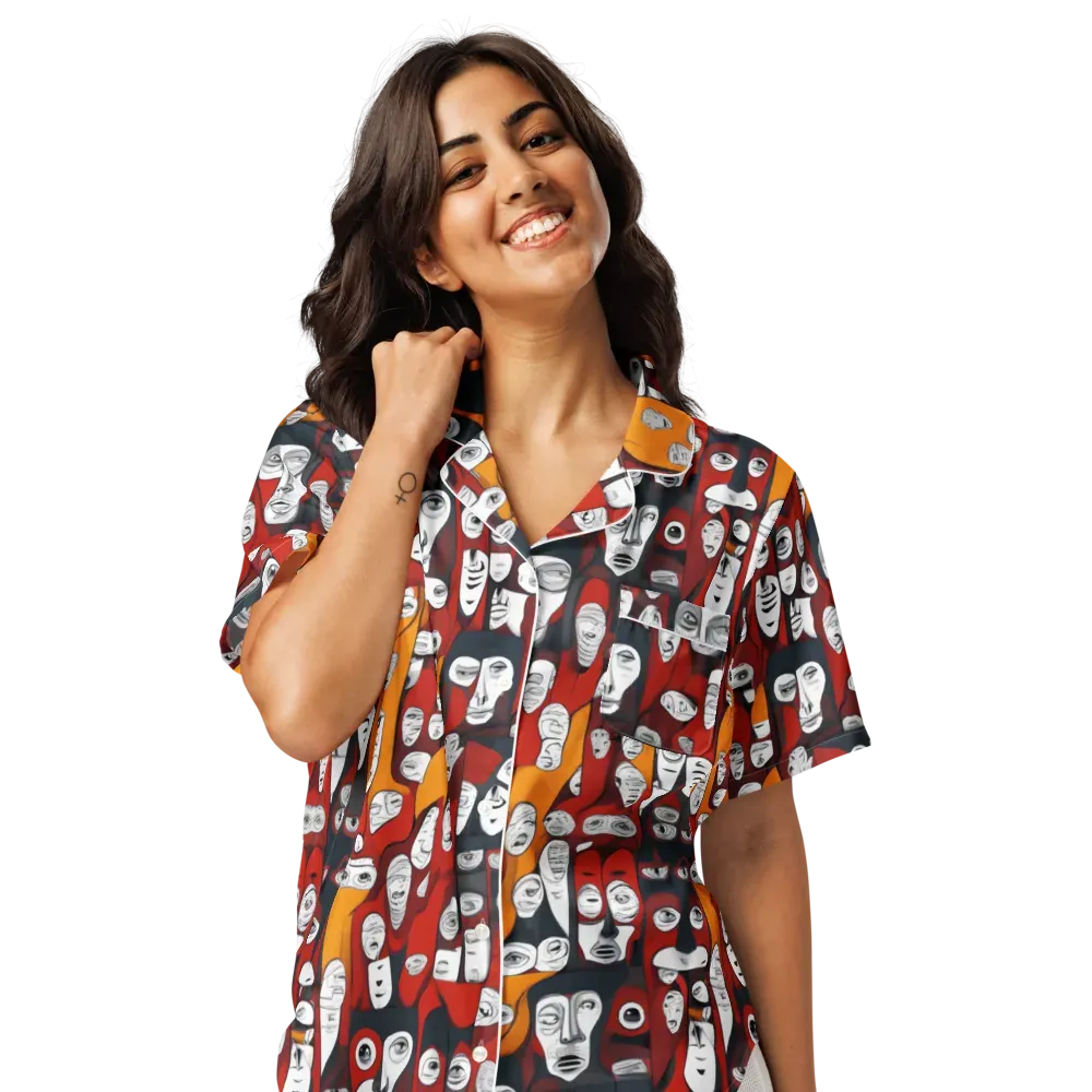Crimson Visions on Women's Short Sleeve Pajama Top — Front