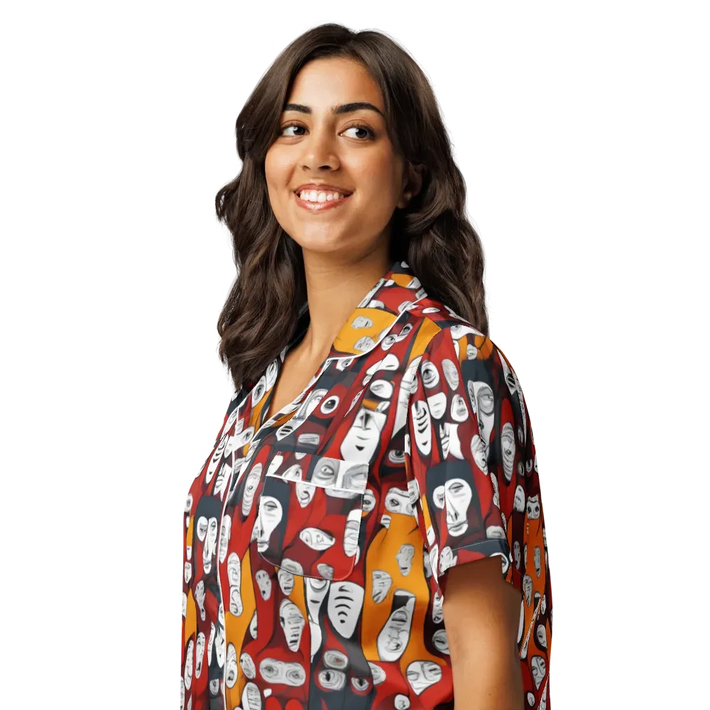 Crimson Visions on Women's Short Sleeve Pajama Top — Left Front