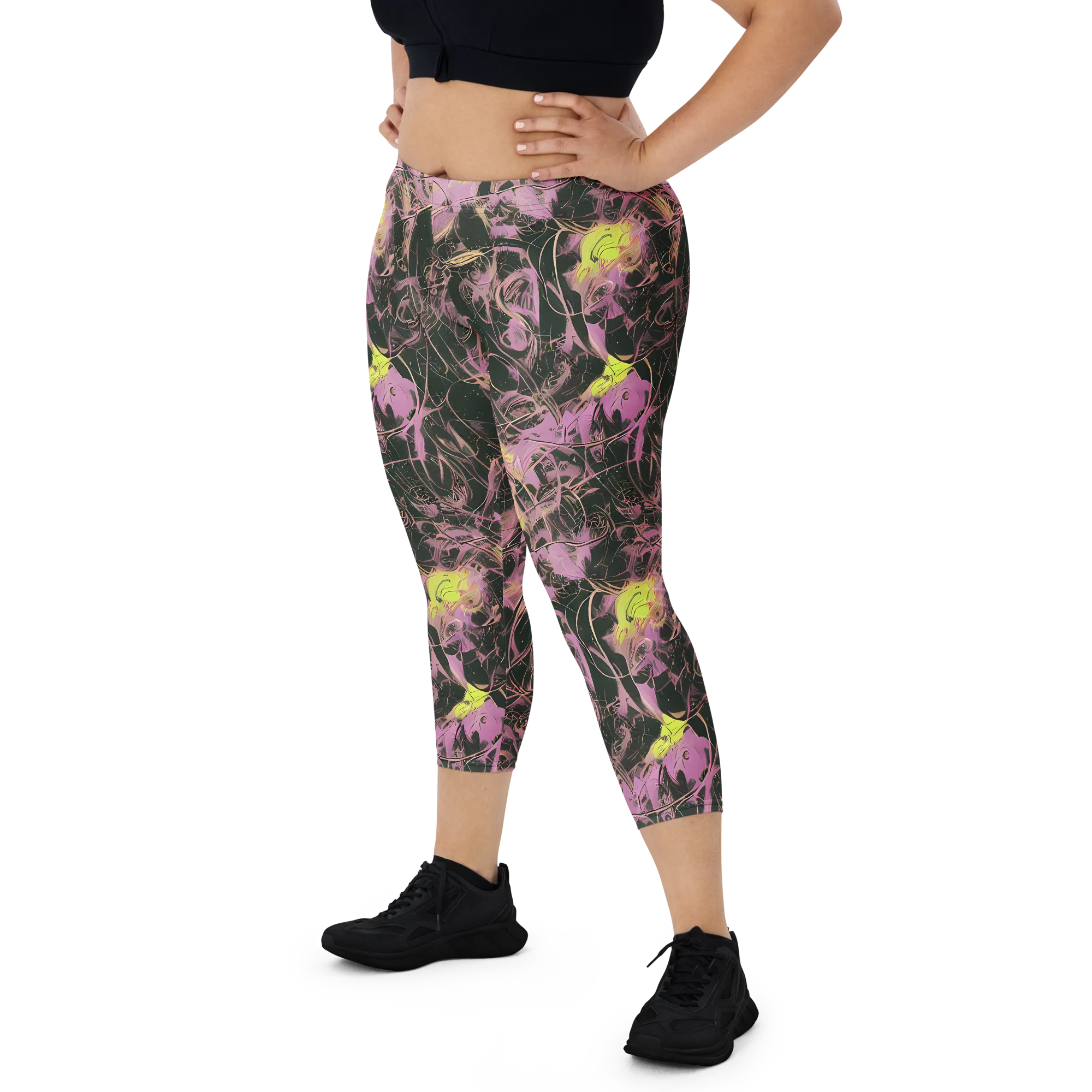 Orchid After Dark on Capri Leggings — Front